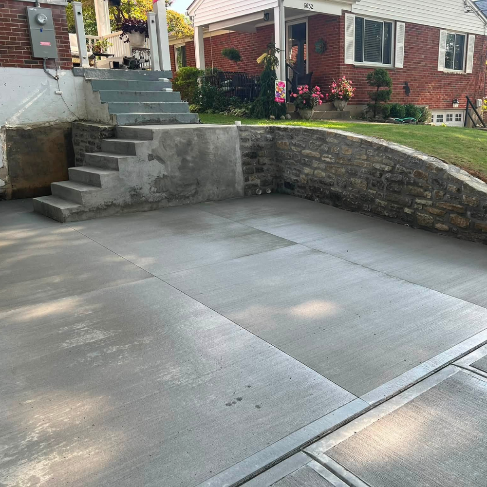 new concrete steps and retaining wall in madisonville